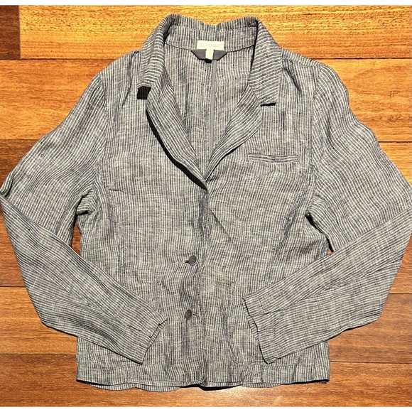 Eileen Fisher Blue Linen Blazer - Medium - Picture 3 of 10